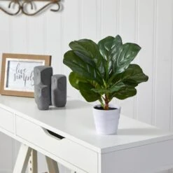 11" Fiddle Leaf Fig Plant In Decorative White Planter -Michaels D294169S 3