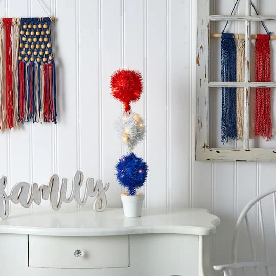 2ft. Red, White & Blue Americana Topiary Plant With 35 Warm LED Lights 7 2ft. Red, White & Blue Americana Topiary Plant With 35 Warm LED Lights - Image 5