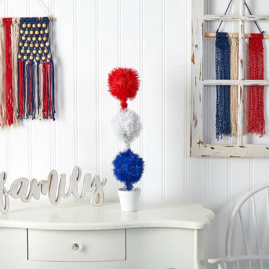 2ft. Red, White & Blue Americana Topiary Plant With 35 Warm LED Lights 8 2ft. Red, White & Blue Americana Topiary Plant With 35 Warm LED Lights - Image 6