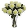 18" Blooming White Roses In Decorative Vase 2 18" Blooming White Roses In Decorative Vase -Michaels D322954S 1