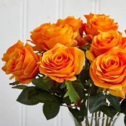 18" Blooming Orange Yellow Roses In Decorative Vase -Michaels D322957S 13