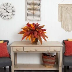 18" Autumn Boston Fern In Metal Planter -Michaels D323595S 12