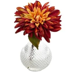 8" Dahlia With Decorative Vase Set 10 8" Dahlia With Decorative Vase Set -Michaels D323803S 2