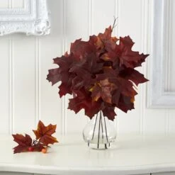 10" Autumn Maple Leaf Plant In Glass Planter 9 10" Autumn Maple Leaf Plant In Glass Planter -Michaels D323932S 3
