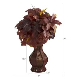 24" Autumn Burgundy Maple Leaf In Decorative Planter 8 24" Autumn Burgundy Maple Leaf In Decorative Planter -Michaels D323937S 2