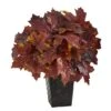 18" Burgundy Autumn Maple Leaf Plant In Embossed Black Planter -Michaels D323938S 1