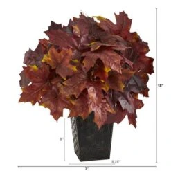18" Burgundy Autumn Maple Leaf Plant In Embossed Black Planter 8 18" Burgundy Autumn Maple Leaf Plant In Embossed Black Planter -Michaels D323938S 2