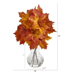 10" Autumn Maple Leaf Arrangement In Glass Vase 8 10" Autumn Maple Leaf Arrangement In Glass Vase -Michaels D323943S 2