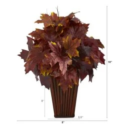 19" Autumn Maple Leaf Plant In Decorative Planter -Michaels D323948S 2