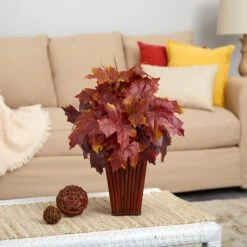 19" Autumn Maple Leaf Plant In Decorative Planter -Michaels D323948S 3