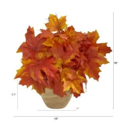 16" Autumn Maple Leaf Plant In Decorative Planter -Michaels D323955S 2