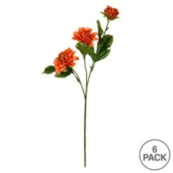6 Pack: Orange Dahlia Spray -Michaels D333891S 3