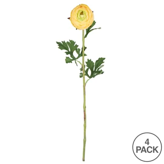 Yellow Ranunculus Artificial Stem, 4ct. 6 Yellow Ranunculus Artificial Stem, 4ct. - Image 4