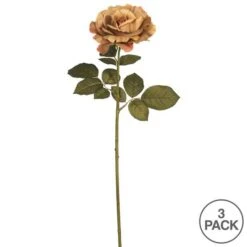 Light Brown Autumn French Rose Artificial Stem, 3ct. -Michaels D334008S 3