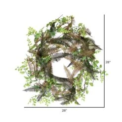 28" Green Fern & Cotton Wreath -Michaels D347800S 2