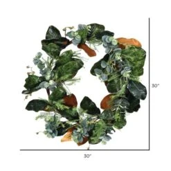30" Green Magnolia Leaf Wreath -Michaels D347809S 2