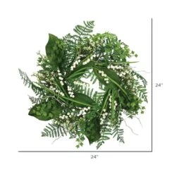 24" White Mini Flowers With Greenery Wreath -Michaels D347821S 2