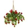 2.2ft. Red Geranium Artificial Plant In Hanging Basket -Michaels D350224S 11