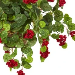 2.2ft. Red Geranium Artificial Plant In Hanging Basket -Michaels D350224S 13