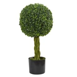 2ft. Potted Boxwood Ball With Woven Trunk Tree -Michaels D350244S 1 1