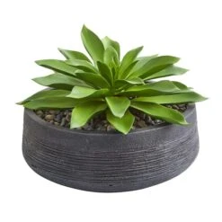 10" Large Succulent Artificial Plant In Decorative Bowl