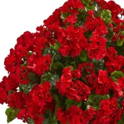 2.7ft. Red UV Resistant Geranium Artificial Plant In Slate Planter 8 2.7ft. Red UV Resistant Geranium Artificial Plant In Slate Planter -Michaels D350311S 12
