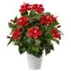 22" Hibiscus Flowering Plant In Swirl Planter -Michaels D350363S 1