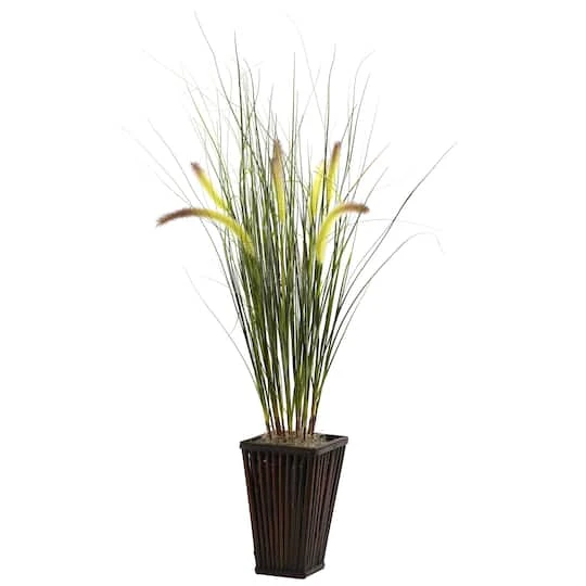 3ft. Grass With Cattails & Bamboo Planter 4 3ft. Grass With Cattails & Bamboo Planter - Image 2