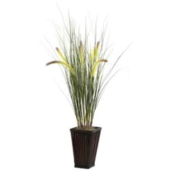 3ft. Grass With Cattails & Bamboo Planter