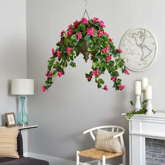 3ft. Pink Bougainvillea In Hanging Metal Bowl 6 3ft. Pink Bougainvillea In Hanging Metal Bowl - Image 4
