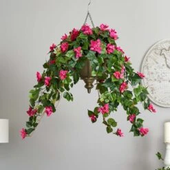 3ft. Pink Bougainvillea In Hanging Metal Bowl 12 3ft. Pink Bougainvillea In Hanging Metal Bowl -Michaels D350441S 14