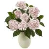 22" Pink Hydrangea Arrangement In White Planter 2 22" Pink Hydrangea Arrangement In White Planter -Michaels D350488S 1