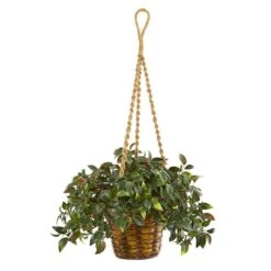 2.5ft. UV Resistant Mini Melon Artificial Plant In Hanging Basket