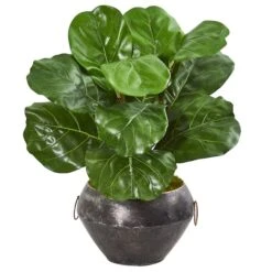 22" Fiddle Leaf Plant In Decorative Planter