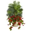 3.5ft. Geranium & Areca Palm Artificial Plant -Michaels D351842S 1