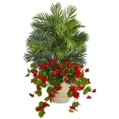 3.5ft. Geranium & Areca Palm Artificial Plant
