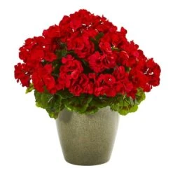 17" UV Resistant Potted Geranium Plant -Michaels D352196S 1 1