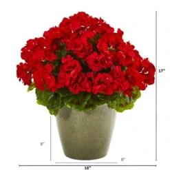 17" UV Resistant Potted Geranium Plant -Michaels D352196S 2