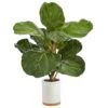 21" Fiddle Leaf Tree In White Ceramic Planter -Michaels D352543S 1