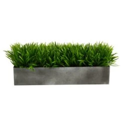 25" Wild Grass Plant In Metal Planter