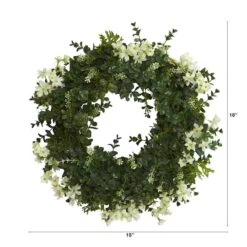 18" Eucalyptus & Dancing Daisy Double Ring Artificial Wreath With Twig Base -Michaels D386474S 2