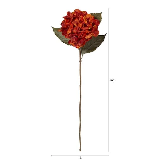 32'' Hydrangea Artificial Flower Stem, 6ct. Orange 5 32'' Hydrangea Artificial Flower Stem, 6ct. Orange - Image 3