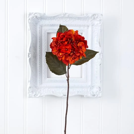 32'' Hydrangea Artificial Flower Stem, 6ct. Orange 6 32'' Hydrangea Artificial Flower Stem, 6ct. Orange - Image 4