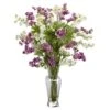 24" Dancing Daisy Arrangement In Vase Purple/White -Michaels D386838S 1