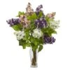 24" Lilac Silk Flower Arrangement In Glass Vase Multicolor 1 24" Lilac Silk Flower Arrangement In Glass Vase Multicolor -Michaels D386839S 1