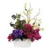 Mixed Floral With Azalea & White Wash Planter Silk Arrangement -Michaels D386866S 1