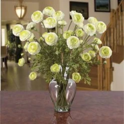 24" Ranunculus Liquid Illusion Silk Flower Arrangement Cream -Michaels D386867S 2