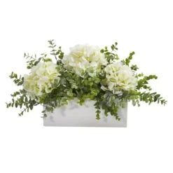 15" Hydrangea & Eucalyptus Artificial Arrangement In White Vase 7 15" Hydrangea & Eucalyptus Artificial Arrangement In White Vase -Michaels D386900S 11 1
