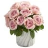 Rose Artificial Arrangement In Marble Finish Vase -Michaels D386901S 1