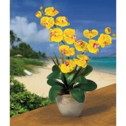 2ft. Double Moth Orchid Silk Flower Arrangement Yellow -Michaels D386914S 2